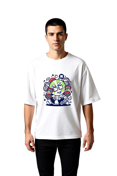 PayBuy Men's Oversize Graphic T-Shirt World Character Dumbbell Training Print...