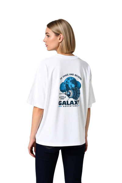 PayBuy Women's Oversize T-Shirt Retro Space Theme Printed Relaxed Fit Casual ...