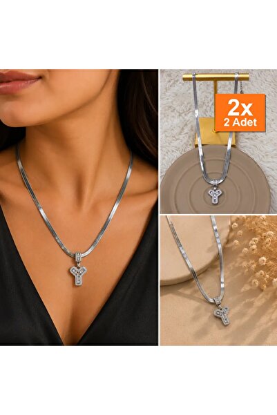Bozhi Zircon Stone Y Letter End Snake Chain Silver Color Necklace Steel Stylish