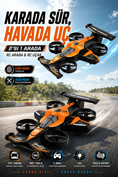 Zineets 2in1 Uçak Ve Kara RC Araç Drone Oyuncak 2.4GHz Uzaktan Kumandalı 360°...