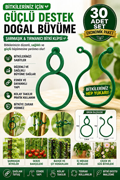 Tor Store 30'lu Set Sarmaşık Bitki Fide Bağlama Sabitleme Klipsi Sarmaşık Bit...