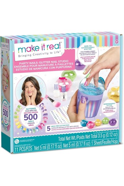 Make It Real Комплект за маникюр, Блестящи парти нокти, 11 части