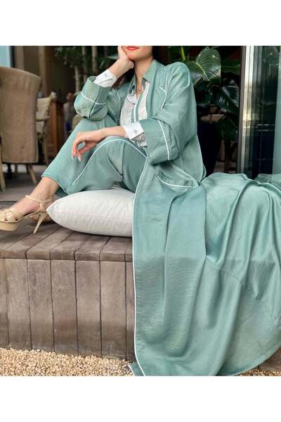 details Green Abaya Set