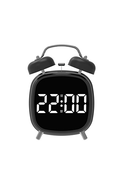 Generic Brand Ceas de masă digital LED, negru, alimentat prin USB, alarmă dub...