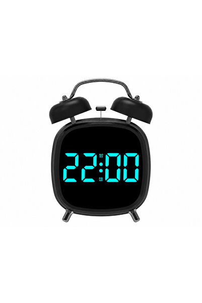 Generic Brand Ceas de masă digital LED, negru, alimentat prin USB, alarmă dub...