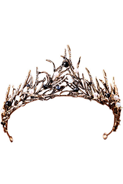 VeeShop Diadema eleganta Narissa, model cu ramuri cu perle, margelute si cris...