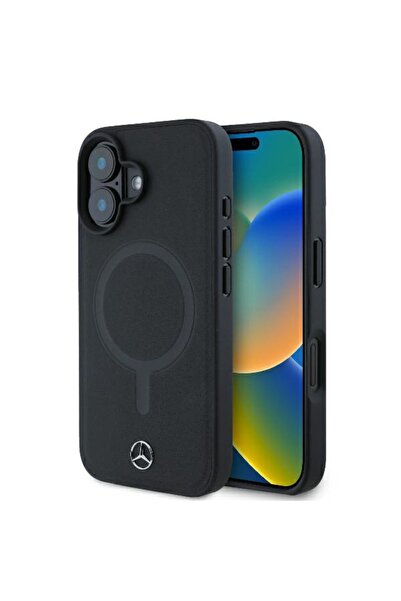 MERCEDES MEHMP16M23RCMK iPhone 16 Plus 6.7 " μαύρη σκληρή θήκη από λείο δέρμα...
