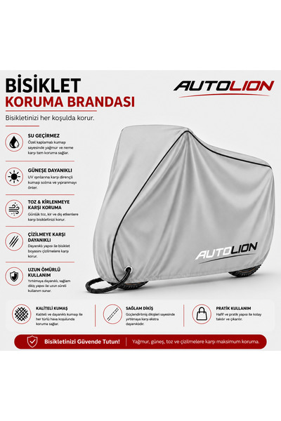 AUTOLION Bicycle Protection Tarpaulin in Gray Color with Black Stitching