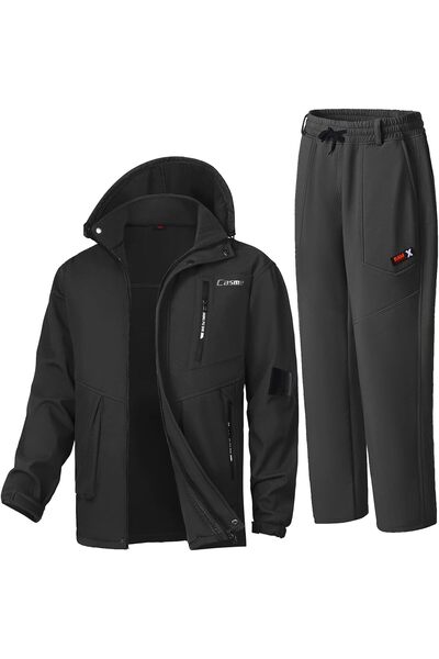 casme Mens Thermal Jacket Set Coat and Pants Heavy Duty Windproof Waterproof ...