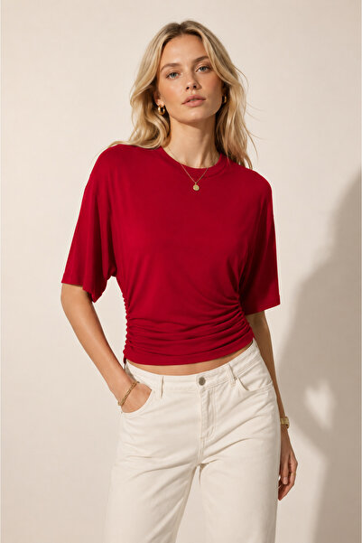 Patreon Valencia Bele Sitting Position Crew Neck Short Sleeve Knitted Blouse