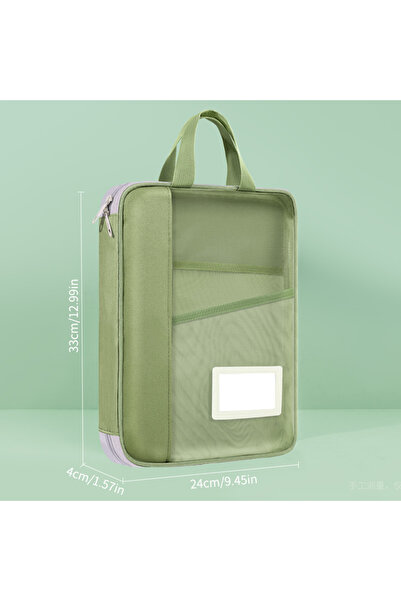 Choice Green HUAJIE A4 file bag, transparent large-open file bag, zippered la...