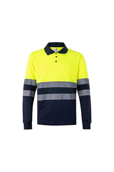 Velilla Tricou polo reflectorizant cu mânecă lungă, 140 gsm, bleumarin-galben...