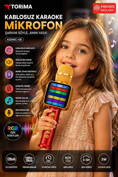 Torima KABLOSUZ KARAOKE MİKROFON KIDMIC-8