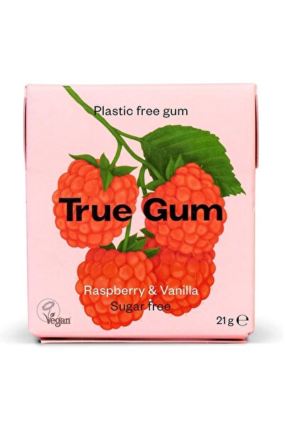 TRUE Raspberry & Vanilla Flavor Gum - Sugar & Plastic Free - 21g