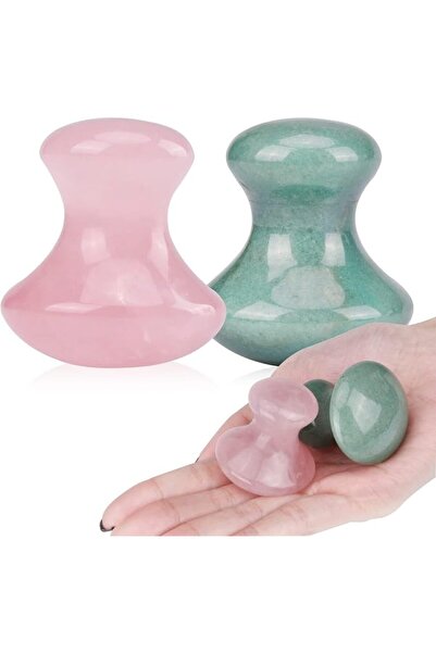 Tazweeq 2Pcs Mushroom Gua sha Jade Eye Massage Facial Tool, Smooth Cute Mushr...