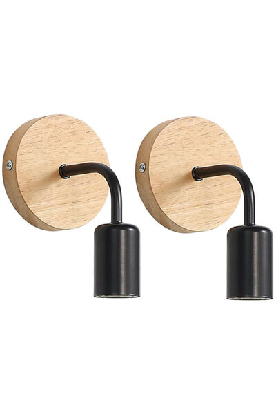 STARSTAR 2-pack wooden/black metal retro wall lamps.