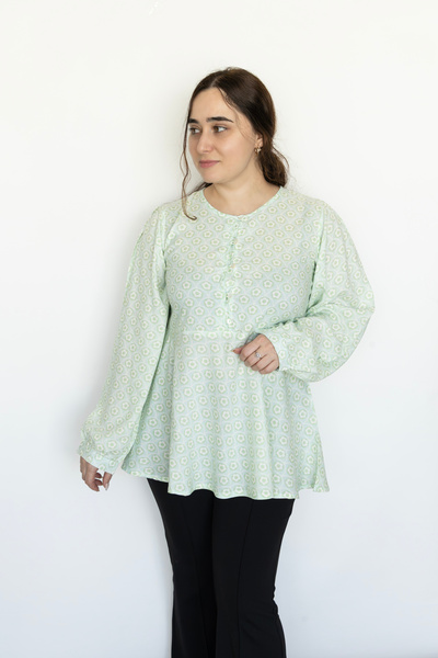 LINELLE Mint Green Geometric Tile Tunic Shirt