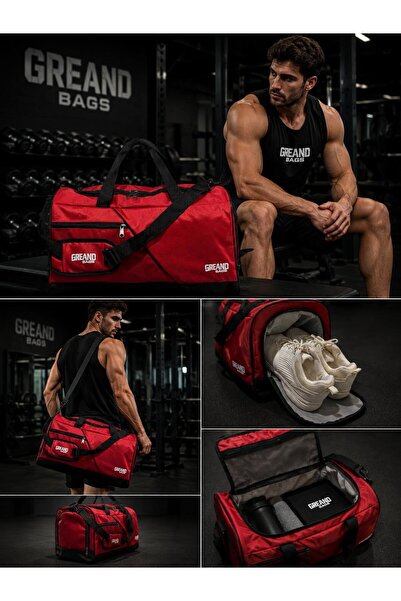 GreandBags Kırmızı Ayakkabı Bölmeli A Kalite Geniş Hacimli Spor Çantası Seyeh...