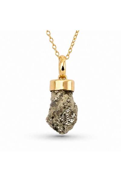 craftmystic 925 silver necklace with irregular pyrite – Prosperity and confid...