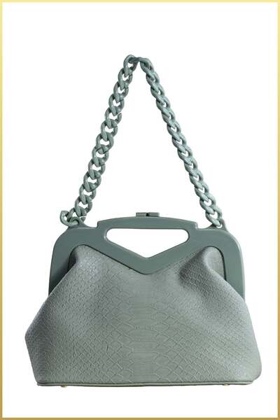 birizmoda Shin Women's Patterned Scholarship Hand and Shoulder Bag - Mint Green