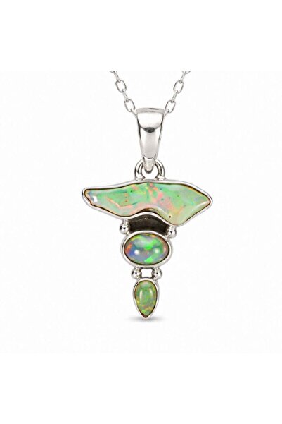 craftmystic 925 Silver Necklace with Triple Ethiopian Opal - Magic, Inspirati...