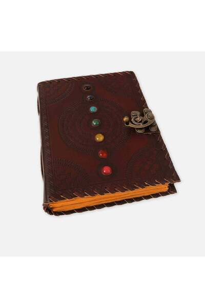 craftmystic Calatoria interioara - Jurnal 20x15 cm din piele naturala cu piet...
