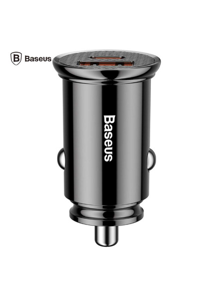 Baseus Încărcător auto 30W USB-C și USB-A Negru