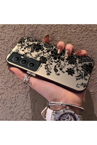 CHICASELUX Realme C65 4g Compatible Elegant Black Lace Flower Pattern Case, H...