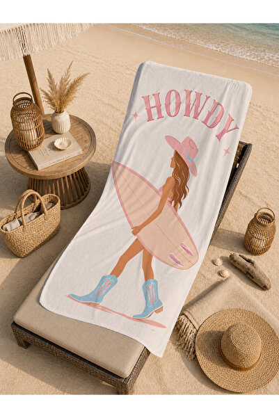 Evmila Prosop de plajă cu model 70x150 pentru femei, în stil retro pastel - P...