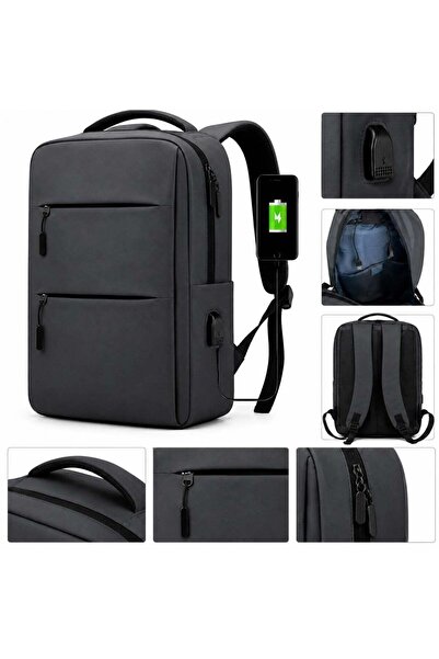 hey Backpack with 3 Zippers 42×30×12 cm, USB Port, Laptop Backpack, made of -...