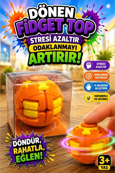 SCOWETTO Bas Spin Stress Ball Toy Spinball Orange