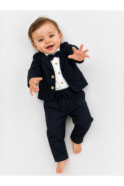 tinytrends Baby Boy Bodysuit Shirt with Bow Tie Suit
