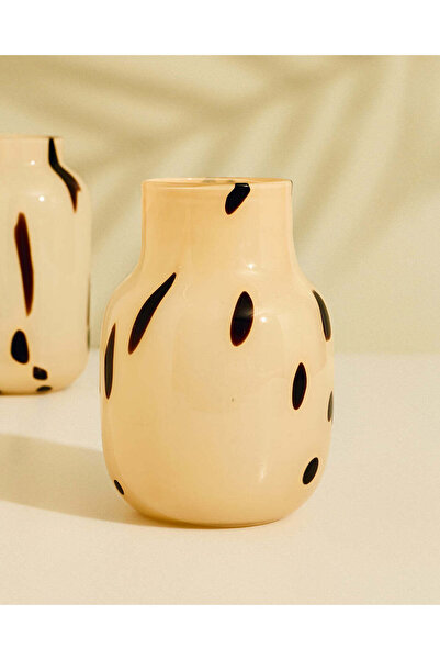REDTAG Sienna Beige Printed Glass Vase