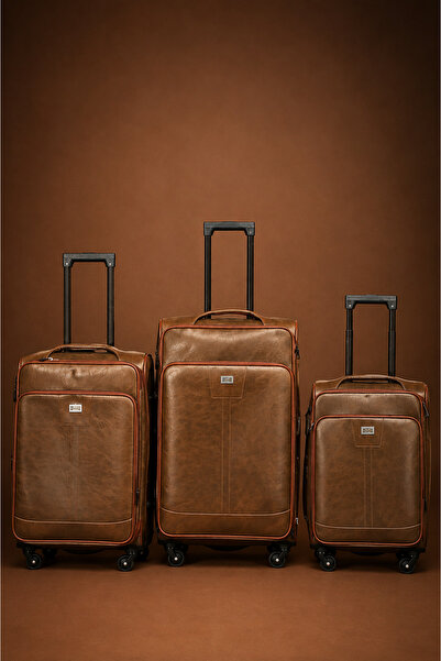 WAF Leather Luggage Set 20 24 28 Inch, Travel Trolley Suitcase Set with 360° ...