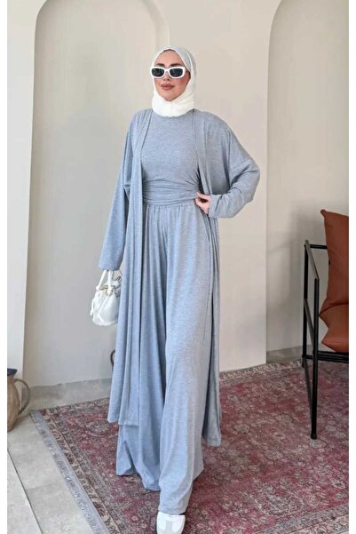 MODA VEDAT Kadın Viskon Kumaş Üçlü Takım -0750