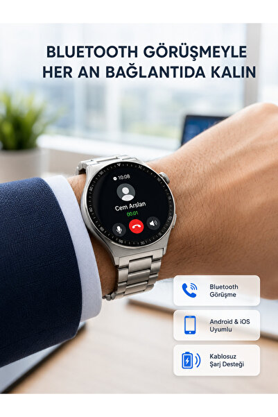 Lisinya Akıllı Saat NFC – Bluetooth Arama ve Kablosuz Şarj Özellikli -