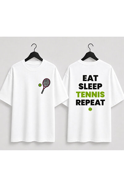 VODEXA Unisex Oversize Tennis Printed T-Shirt 100% Cotton Tennis Themed Comfo...