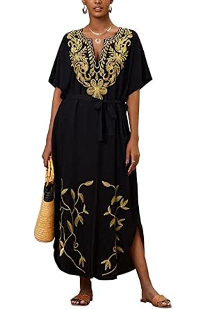 GENERAL Women's Cotton Kaftan Loungewear Boho Homewear Oversized Kimono Maxi ...