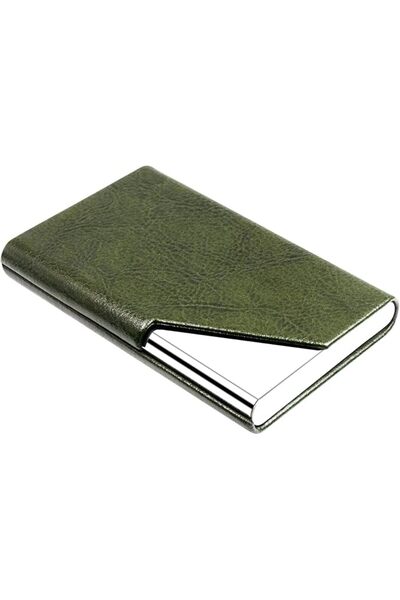 GENERAL Padike Business Card Holder, PU Leather & Stainless Steel Multi Card ...