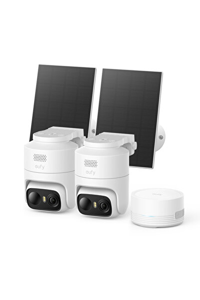 eufy C37 Ηλιακό Κιτ CCTV 2K με 2 Κάμερες, Περιστροφή & Κλίση, και HomeBase Mini