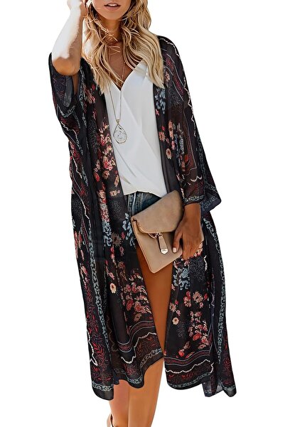GENERAL MayBuy Women's Summer Long Flowy Kimono Cardigans Boho Chiffon Floral...