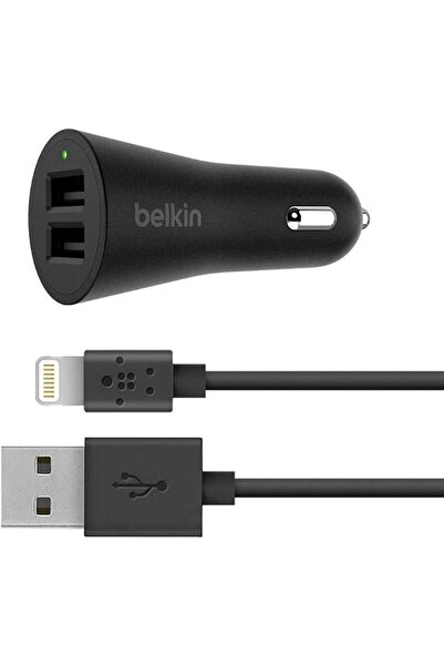 Belkin 24W Dual Car Charger With Cable - Black, F8J221bt04