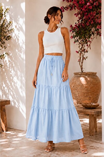 Raben Drawstring Layered Maxi Skirt