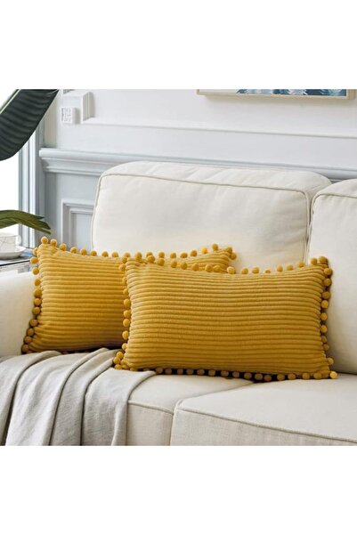 Fancy Homi Pack of 2 Boho Decorative Throw Pillow Covers with Pom-poms, Soft ...