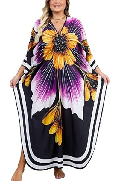 YouKD Women's Long Kaftan Maxi Bohemian Dress Beach Coverup Robe Roomy Kimono...
