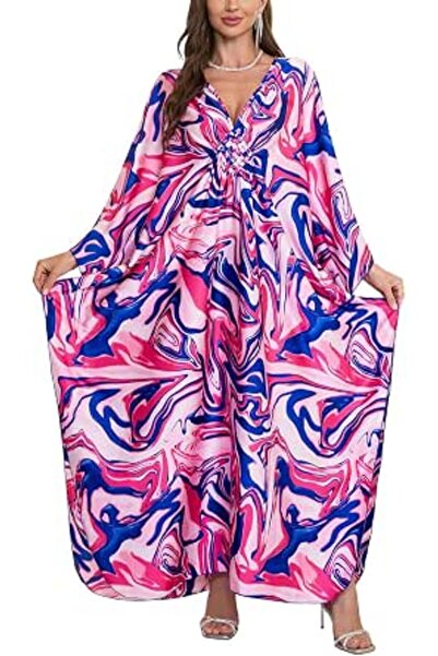 GENERAL Women's Bohemian Kaftan Maxi Loungewear Oversized Nightgown Homewear ...