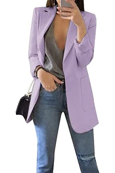 YMing Women's Blazer, Elegant Loose Cardigan Jacket with Lapel Collar, Notch ...