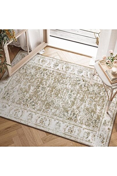 jinchan Floral 61x91CM Rugs for Entryway Vintage Washable Small Non-Slip Dist...