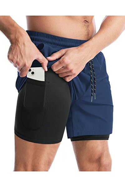 GENERAL Aolesy Men’s 2 in 1 Running Shorts, Workout Gym Athletic Shorts for M...