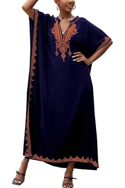 GENERAL Women's Cotton Kaftan Loungewear Boho Homewear Oversized Kimono Maxi ...